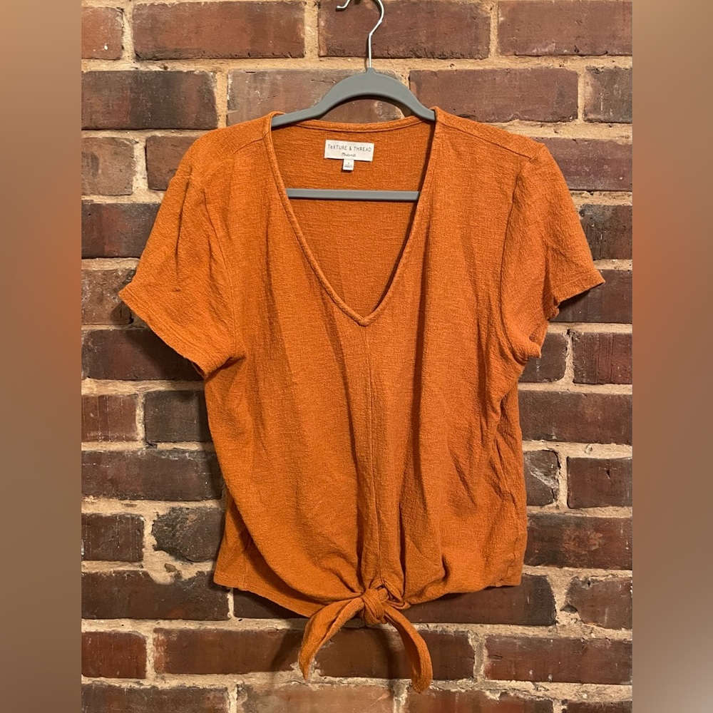 Madewell Texture & Thread Orange Tie-Waist Top